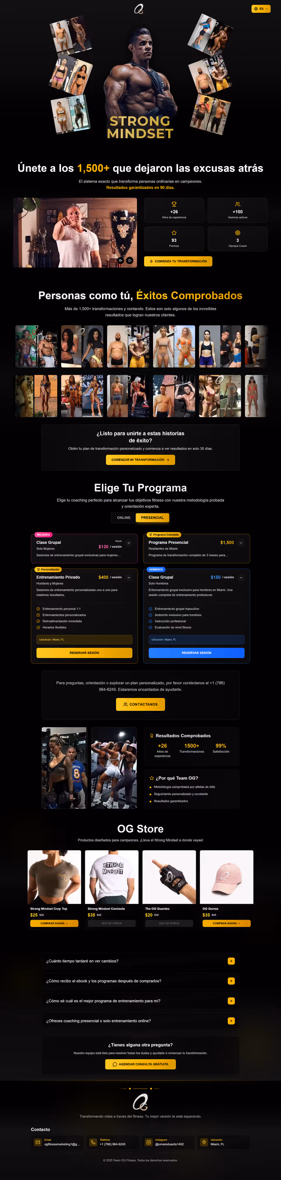Sito completo dei programmi fitness e merchandising TEAMOG